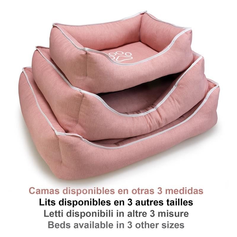 Cama cuadrada Rosa con Huella y Ribete 85x68x21cm - Imagen 3